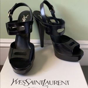 YSL black Cordoban Horse sandals